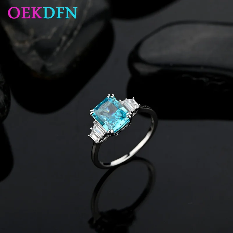

OEKDFN 100% 925 Sterling Silver Ring Created High Carbon Diamond Gemstone Rings For Women Luxury Wedding Party Fine Jewelry Gift