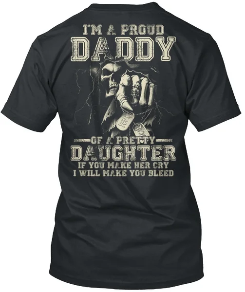 

Proud Dad T-shirt - Warn About Daughter men's cotton diy short sleeves