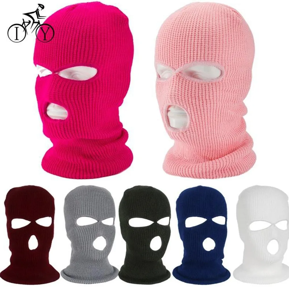 

Winter Sports Warm Full Ski Mask Hat Knitting 3 Holes Balaclava CS Windproof Knit Beanies Bonnet Winter Warm Fit Unisex Hats