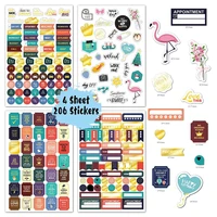 4sheets206pcs planner stickers for diary accessories stickers notebook diy craft material scrapbooking for notebooks stationery