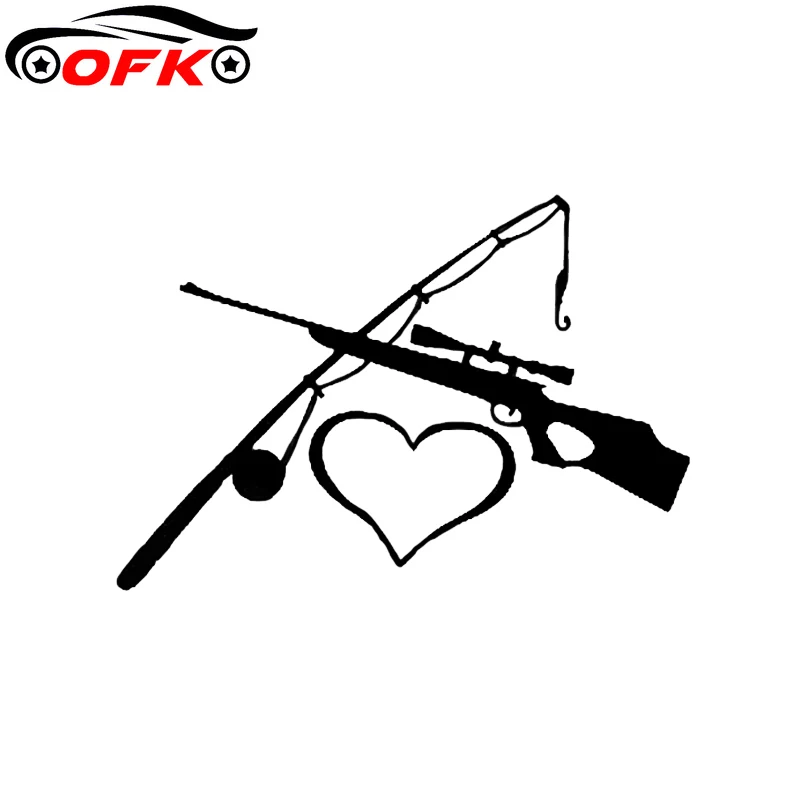 

Car Accessories Love Fishing and Hunting Decor Stickers Vinyl 16.3*11.2CM
