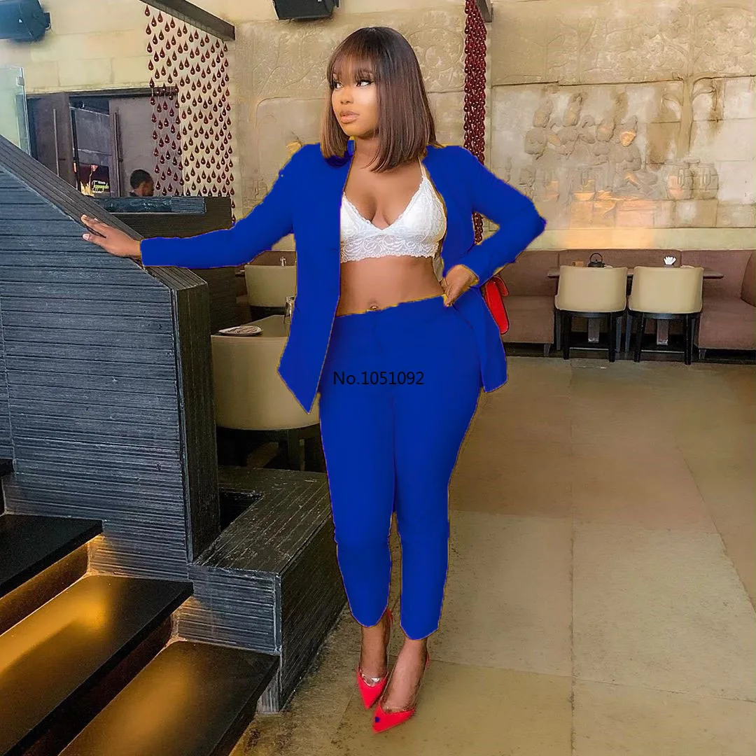 Африканские женские комплекты однотонный блейзер с длинным рукавом пиджак брюки