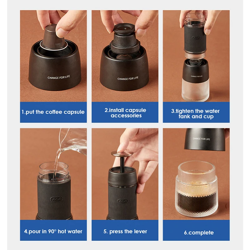 Капсульная Кофеварка 60 мл емкость ручной портативный мини Эспрессо кофемашина 13