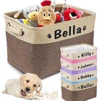 personalized pet dog toy storage basket dog canvas bag foldable pet toys linen storage box bins dog accessories dropshipping