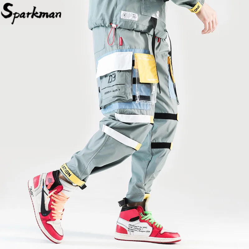 2019 брюки Харадзюку штаны для уличного бега мужские хип карго Брюки карманы