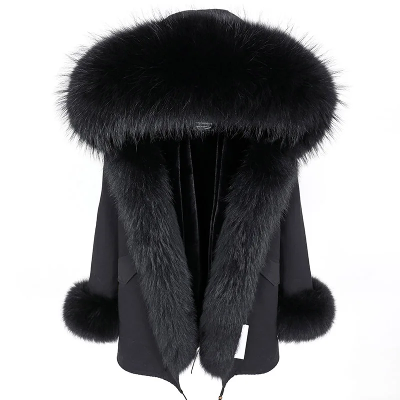 

Winter Women's long coat, Raccoon fur collar, Warm and thick real natural Fur coat, Parka Women's coat Women's jacket Fur