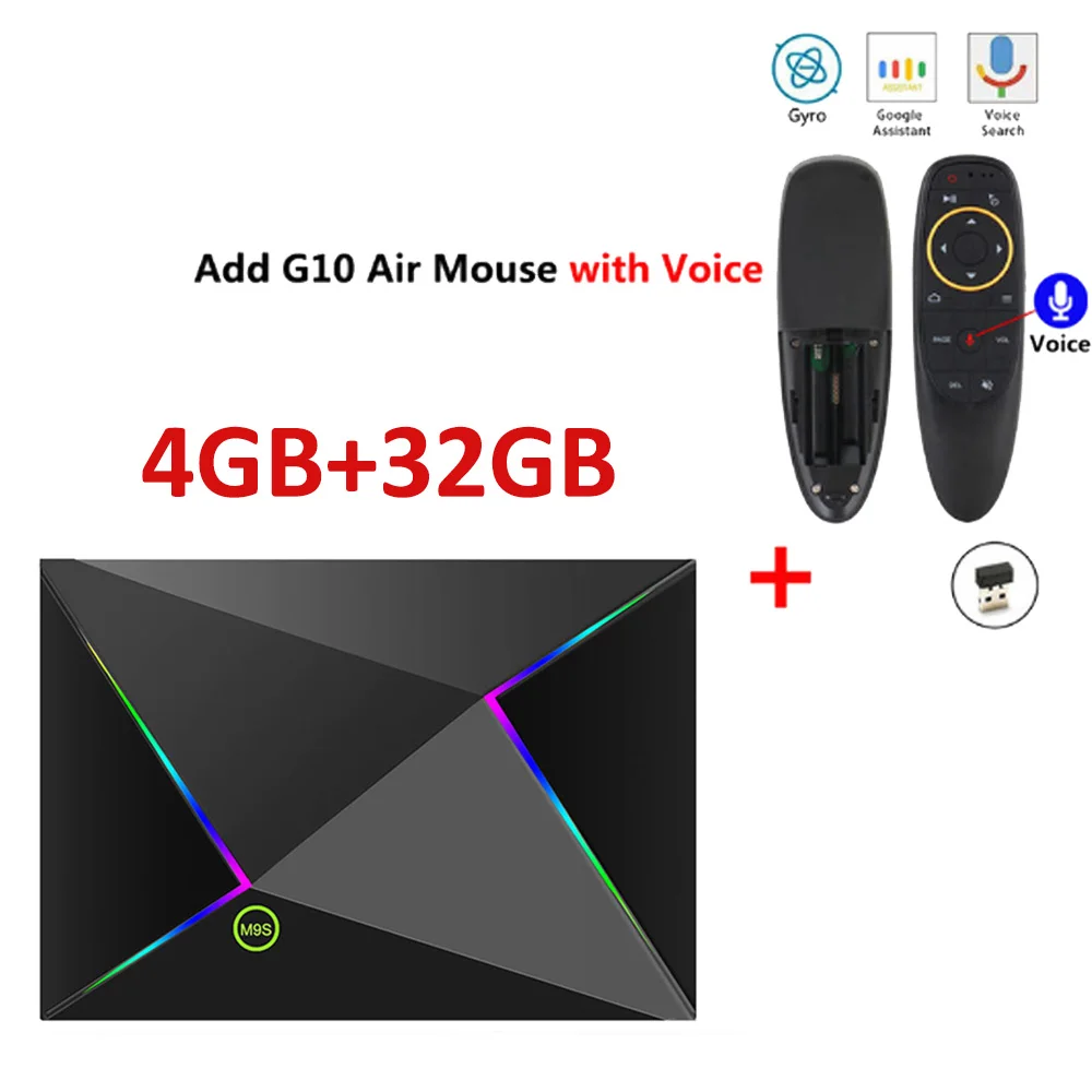 M9S Z8 Smart Tv Box Android9.0 2,4G wifi LAN 10/100M 6K HD телеприставка 4 ГБ 32 ГБ/64 ГБ 3D 2,4G беспроводная мышь Youtube медиаплеер - Цвет: 4GB 32GB add G10