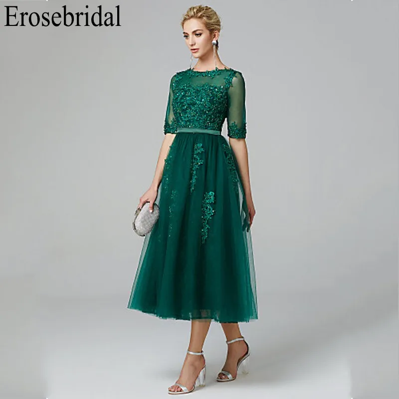 Erosebridal короткое вечернее платье элегантное Деловое платье вечерние платья для женщин отделанное бисером блестящее с Seuqined Половина рукава