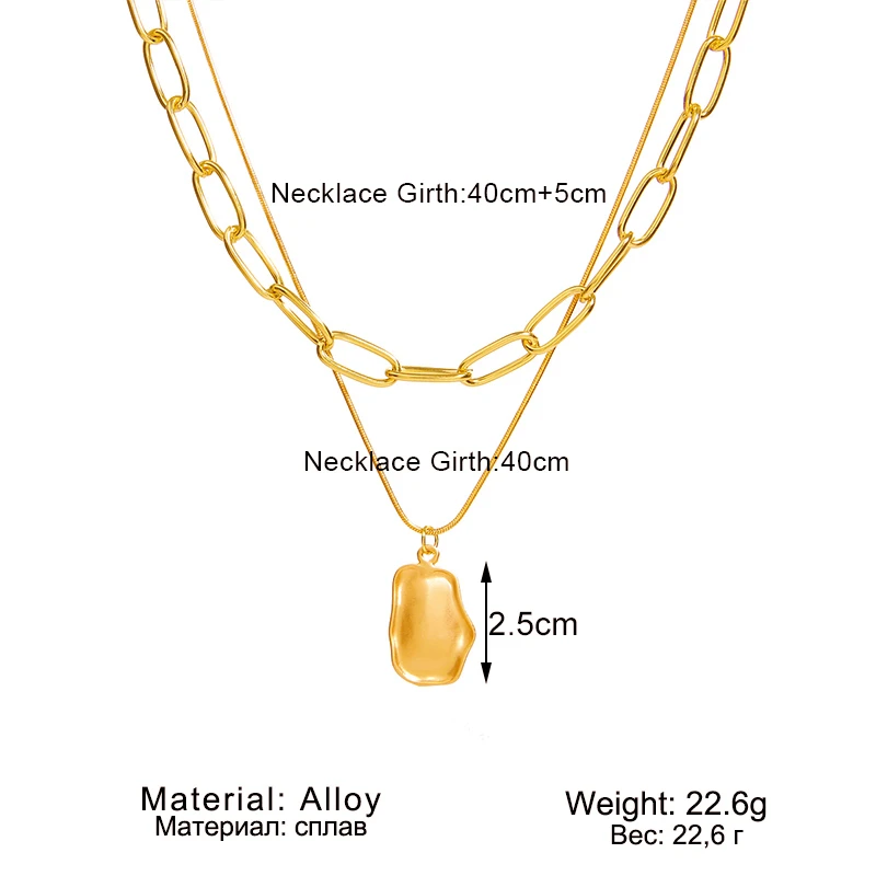 

VKME Punk Multilayered Chunky Chain Necklace For Women Fashion Gold Irregular Round Pendant Choker Necklace 2021 Trend Jewelry