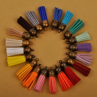 200pcs 38mm vintage leather tassels fringe purl macrame for diy jewelry making keychain cellphone straps pendant accessories