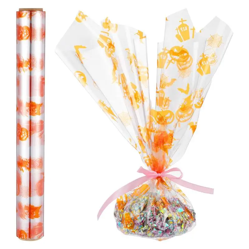 

Целлофановая обертка 2,5 мил, целлофановая обертка, рулон, украшение для Хэллоуина, Рождества, целлофановые пакеты для обертывания, подарочн...