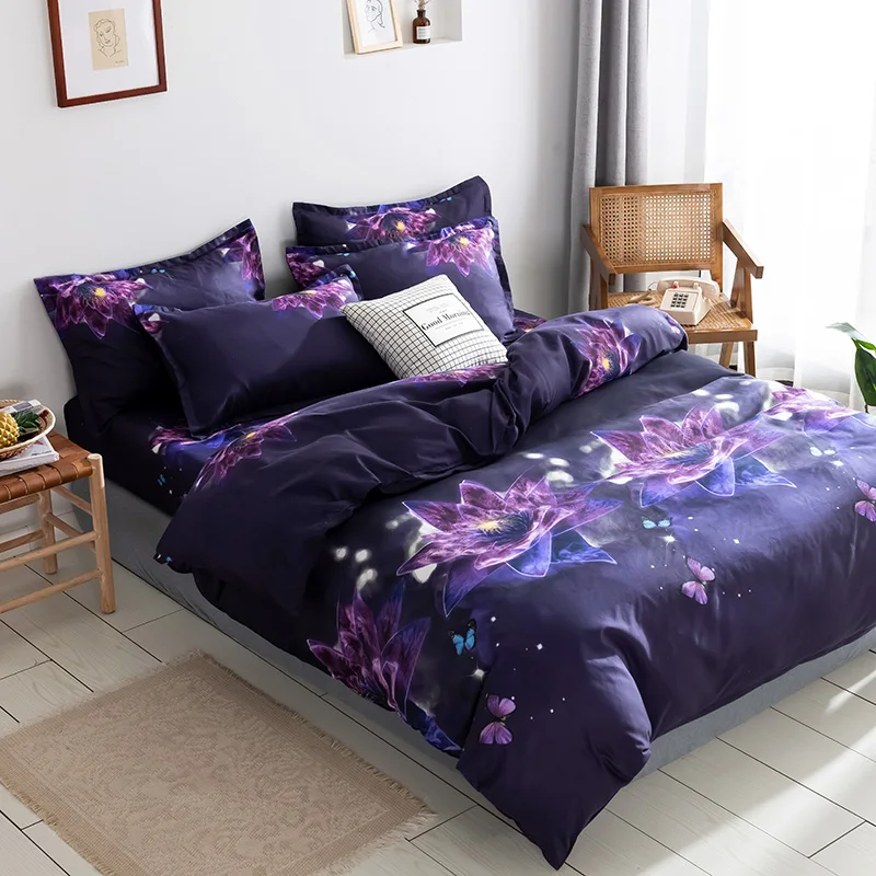 Новинка 2021 Комплект постельного белья с пурпурными цветами романтичным