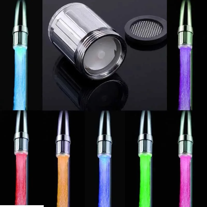 

Novelty LED Faucet Light Novelty Bathroom Kitchen Heater Faucet Thermostat Outlet Light 7 Colors Water Column Lights