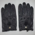 Мужские кожаные перчатки Gours, черные перчатки из натуральной козьей кожи, без подкладки, весна 2019
