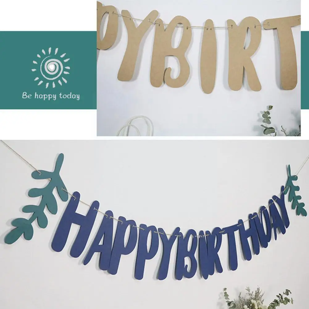 

New Happy Birthday Banner Leaf Banner Garland Bunting Birthday Party Happy Decoration Decorations Birthday Decor Shower Bab G6L8