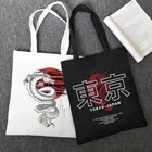 Холщовая Сумка с японским драконом для женщин, Винтажная сумочка большой вместимости в стиле Харадзюку, Женский саквояж на плечо в готическом стиле, в стиле хип-хоп