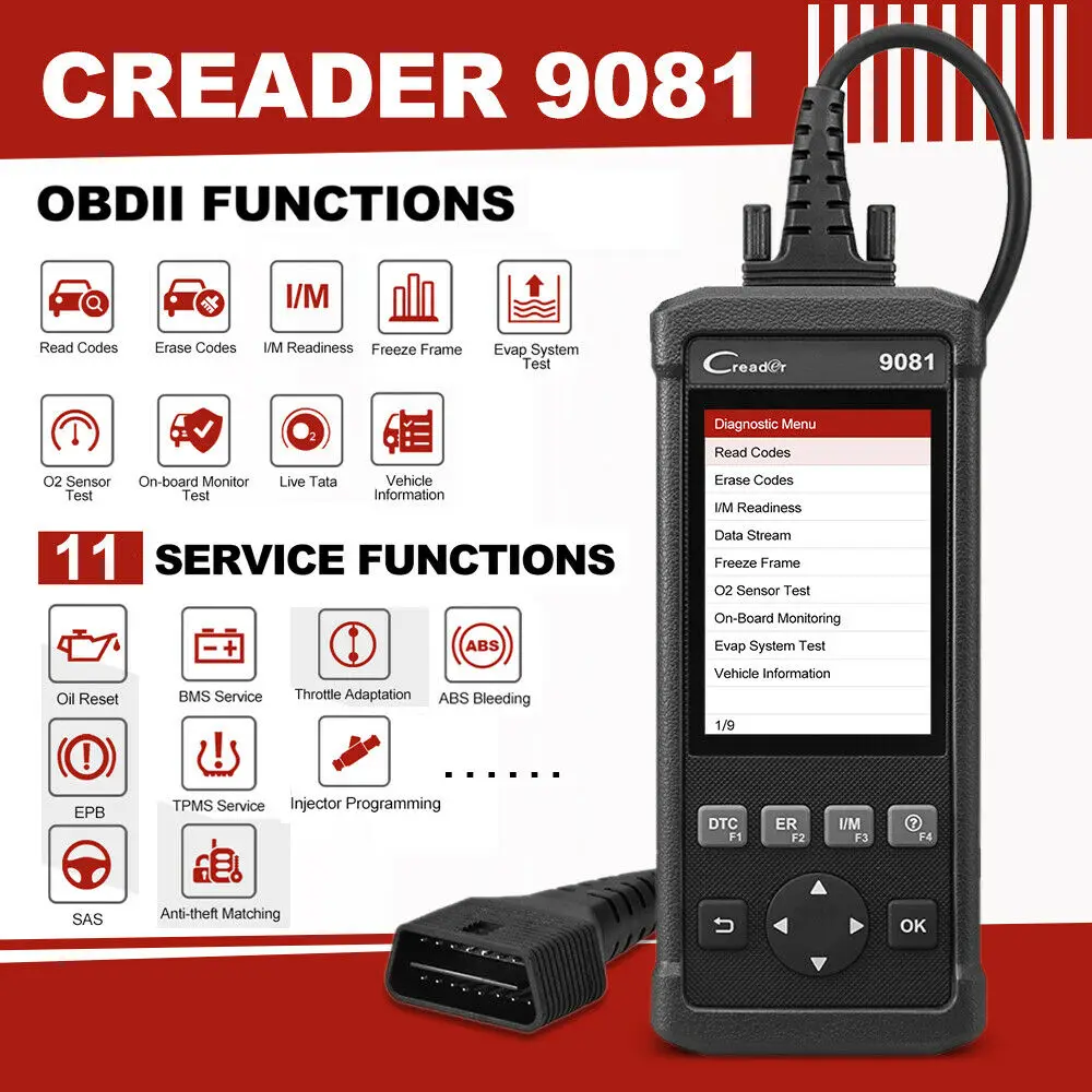Launch CReader 9081 полный OBD2 сканер диагностический инструмент OBDII автоматический считыватель кодов ABS SRS масло EPB BMS SAS DPF двигатель CR9081 сканирующий инструмент