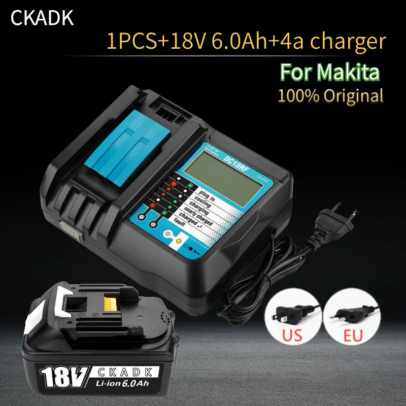 

With 18v 4A Charger BL1860 Rechargeable Battery 18 V 6000mAh Lithium Ion for Makita 18v Battery BL1840 BL1850 BL1830 BL1860B