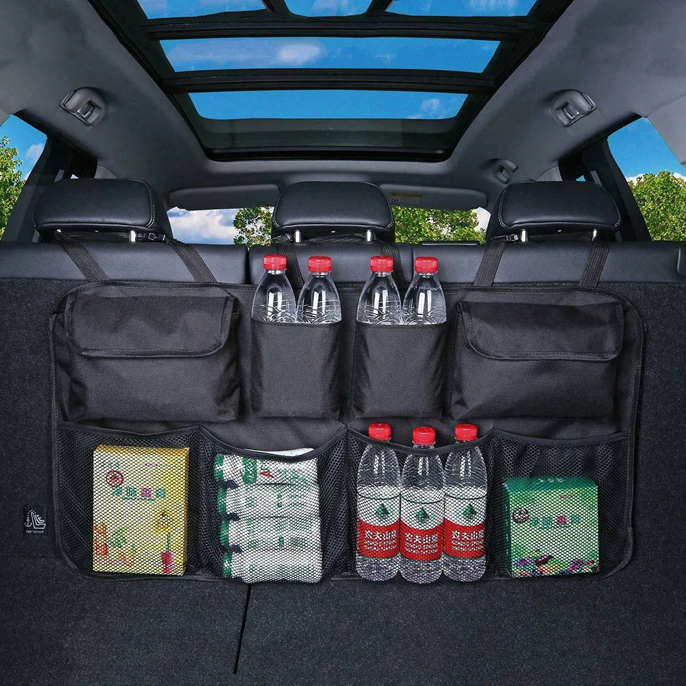 

Car Rear Seat Back Storage Bag Multi Hanging Nets Pocket Trunk Bag Organizer Large Capacity Interior Accessories Supplies