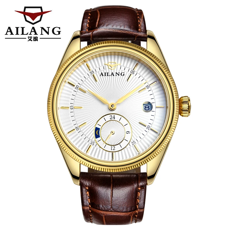 AILANG 5801 Switzerland часы мужские роскошные брендовые автоматические механические часы cellini календарь из искусственной кожи Спорт Бизнес - Цвет: white gold