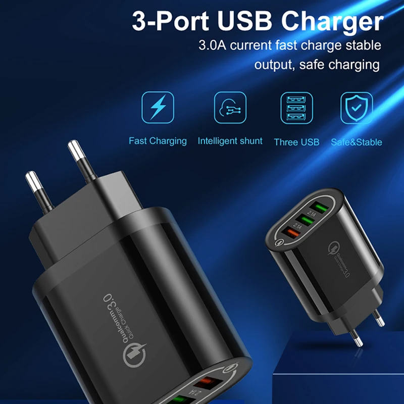 Зарядное устройство с 3 портами USB быстрая зарядка 5 В 2 4 А 18 Вт адаптер питания для