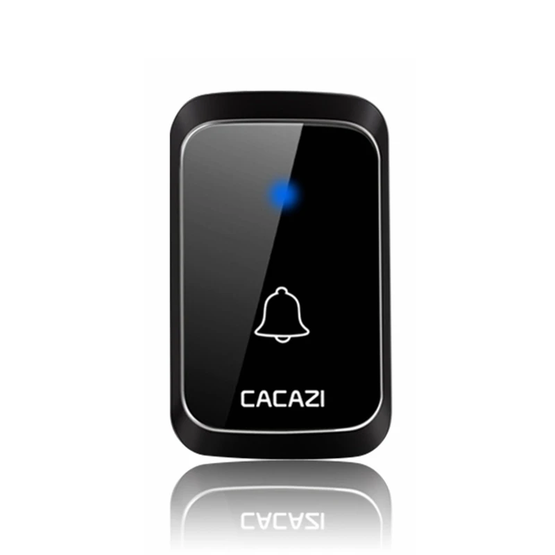 black button CACAZI беспроводной водонепроницаемый дверной звонок с питанием от аккумулятора постоянного тока 1 2 кнопки 1 2 3 приемника 300 м дистанционный беспроводной умный дверной звонок 36 колокольчиков - Цвет: black button