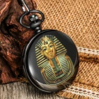 Египетский фараон, высококачественный узор, Черный Гладкий карманные часы, кварцевый Циферблат, прочная цепочка, кулон, лучший подарок для пожилых людей