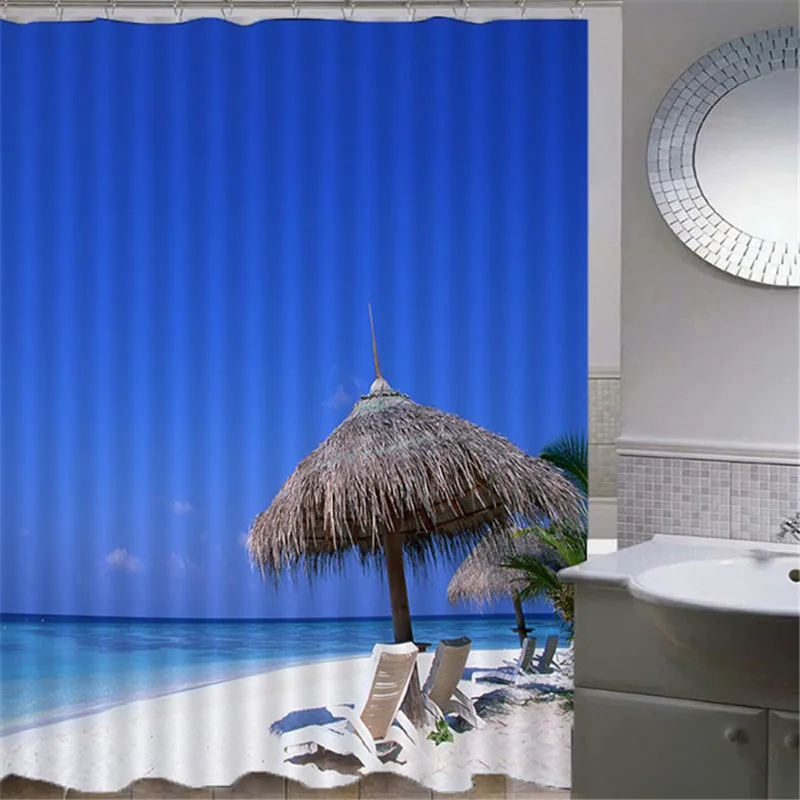 Моделирование 3D море природные пейзажи душ Шторы Водонепроницаемый занавески