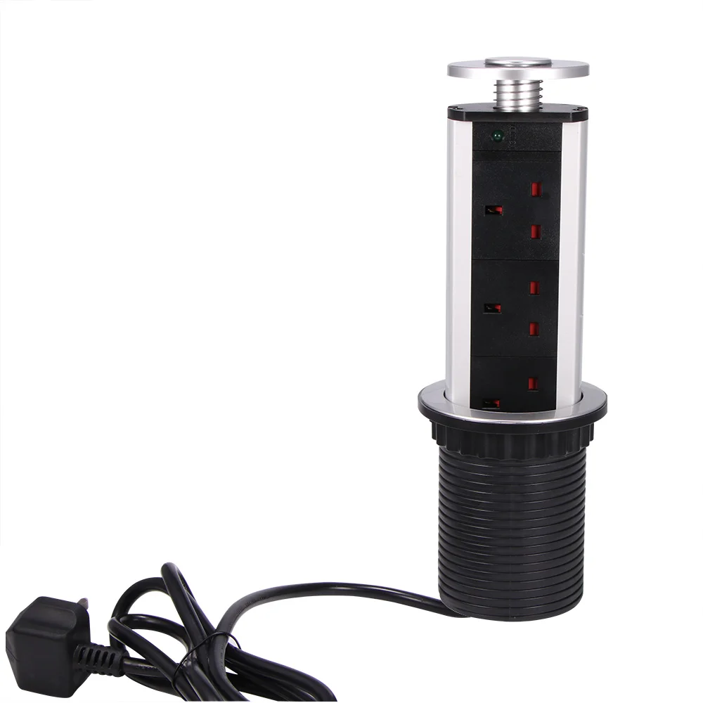 Алюминий 3 Великобритания моторизованный всплывающий розетка 2500 Вт розетки