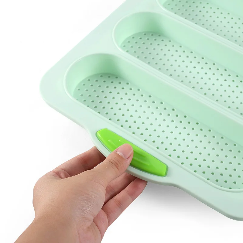 

4-Slot Food Grade Silicone Baguette Mold Non-stick Cake Bread Mold Bakeware Pan Baking Tools