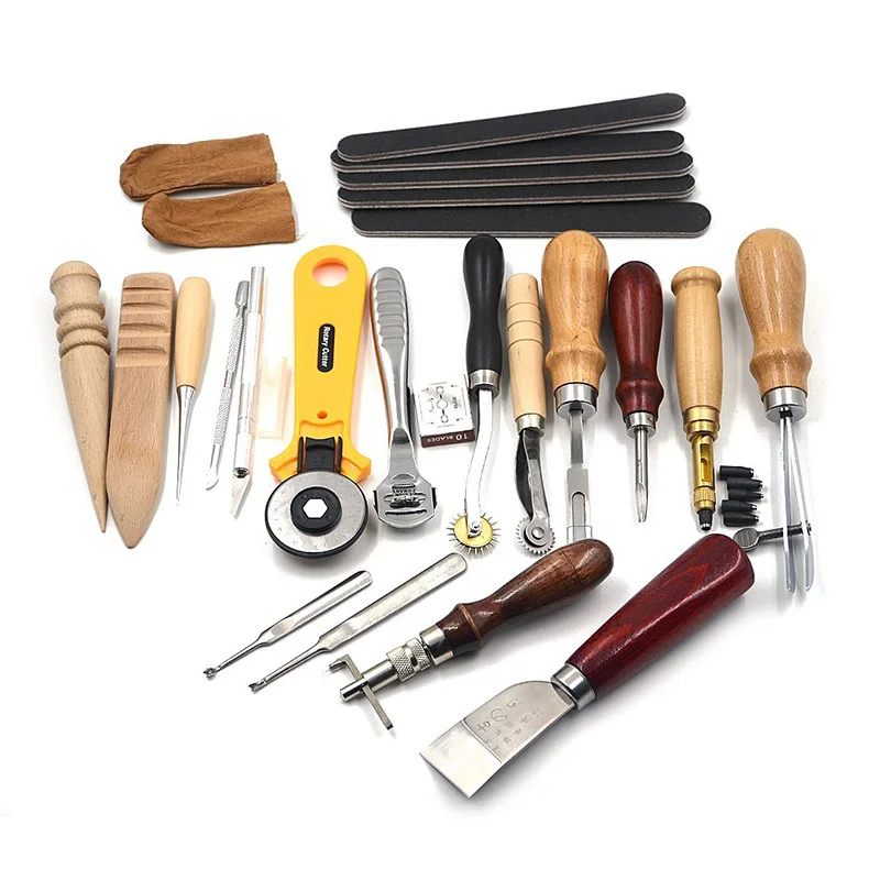 

20pcs Leather Hand Tools for Leathercraft Set Costura Kit Punch Stitching Sewing DIY Stamp Gift can CSV
