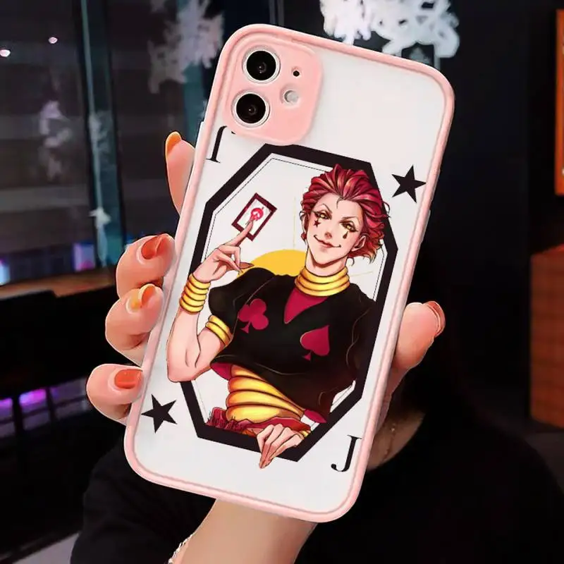 

Hisoka Anime Hunter X hunter Phone Case For iPhone 12 11 Mini Pro XR XS Max 7 8 Plus X Matte transparent Pink Back Cover