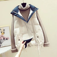 cotton vest womens short 2021 winter new pure color stand collar chalecos para mujer vest 21 1413