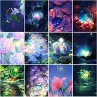 landscape diamond painting kit full drill night sky under the lotus pond cross stitch hd water drill stick drill embroidery
