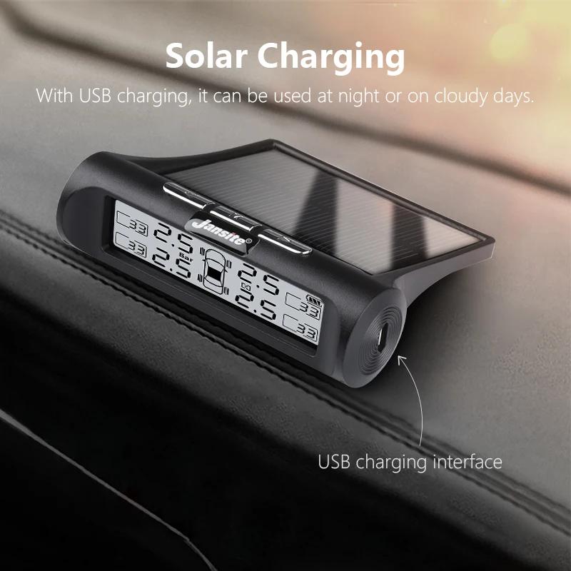 Новое обновление USB или солнечная зарядка TPMS 4 шины автомобиля система контроля