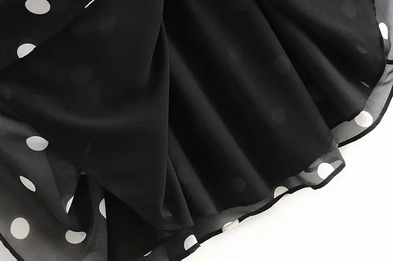 

Vintage Polka Dot Women Midi Dress Autumn 2020 Square Collar Puff Sleeve Lace Up Chiffon Robe Retro French Sliting Chic Vestido