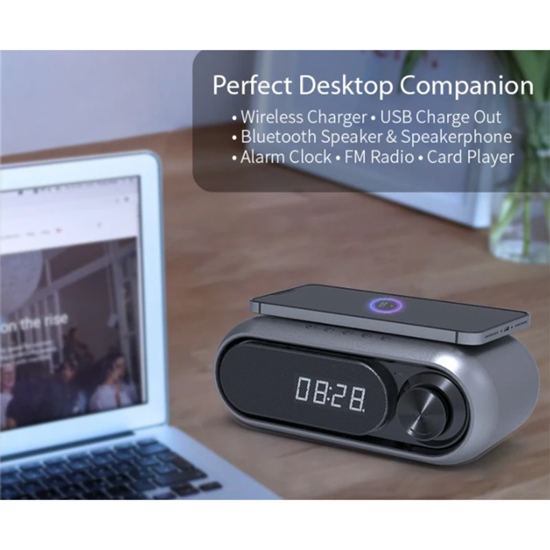 Bluetooth-колонка с сабвуфером и светодиодным будильником 5 Вт | Электроника