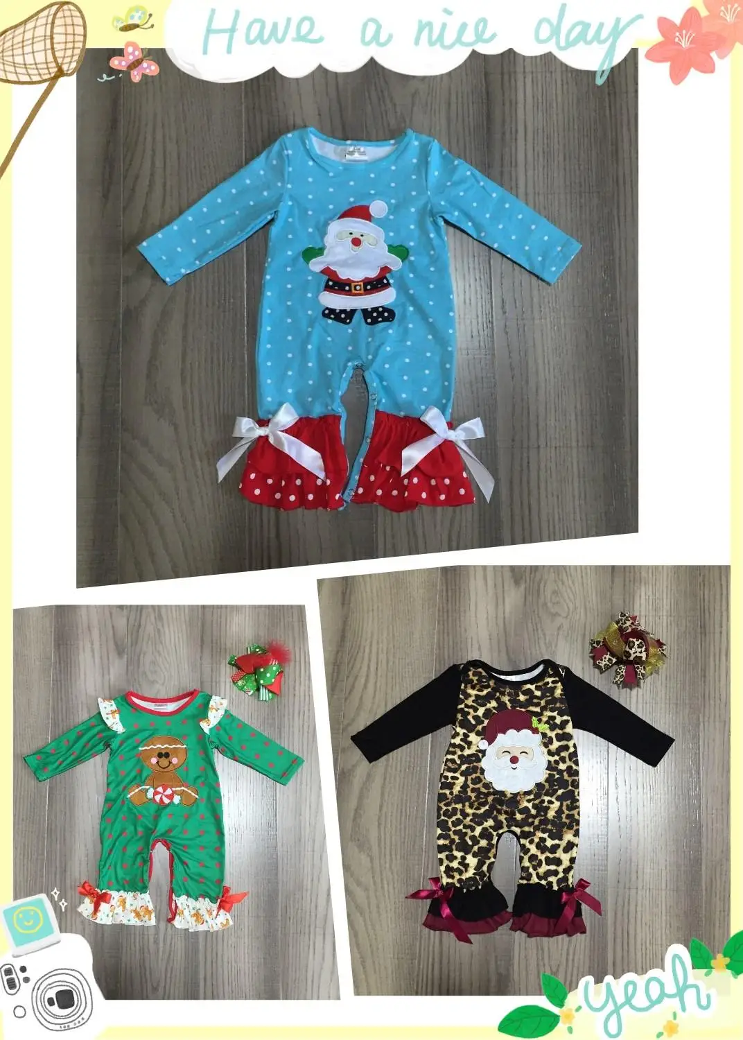 Одежда для маленьких девочек детский Рождественский комбинезон ребенок