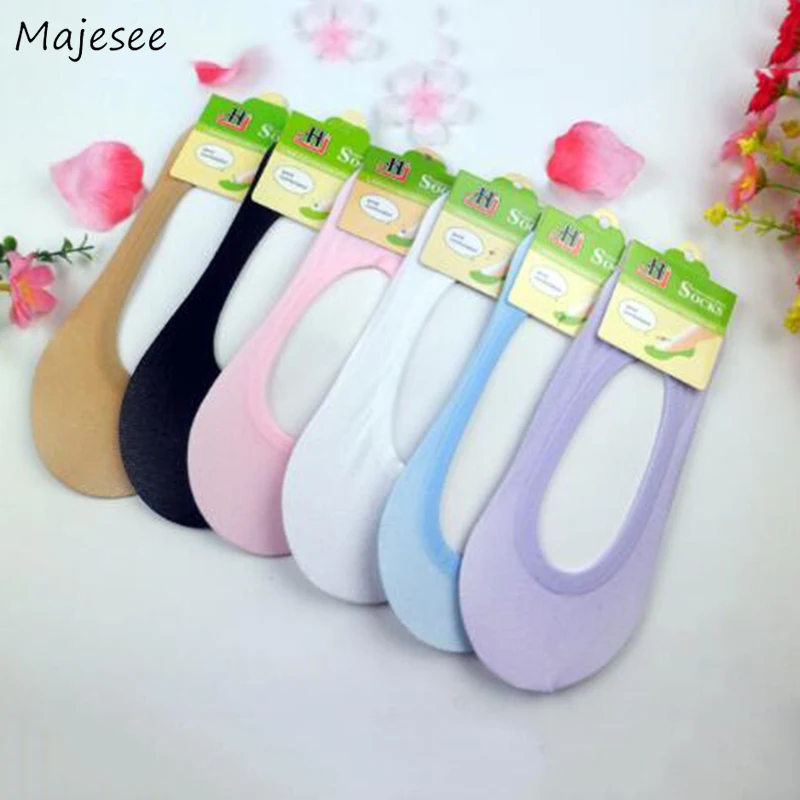 Носки тапочки женские летние тонкие короткие простые карамельных цветов милые