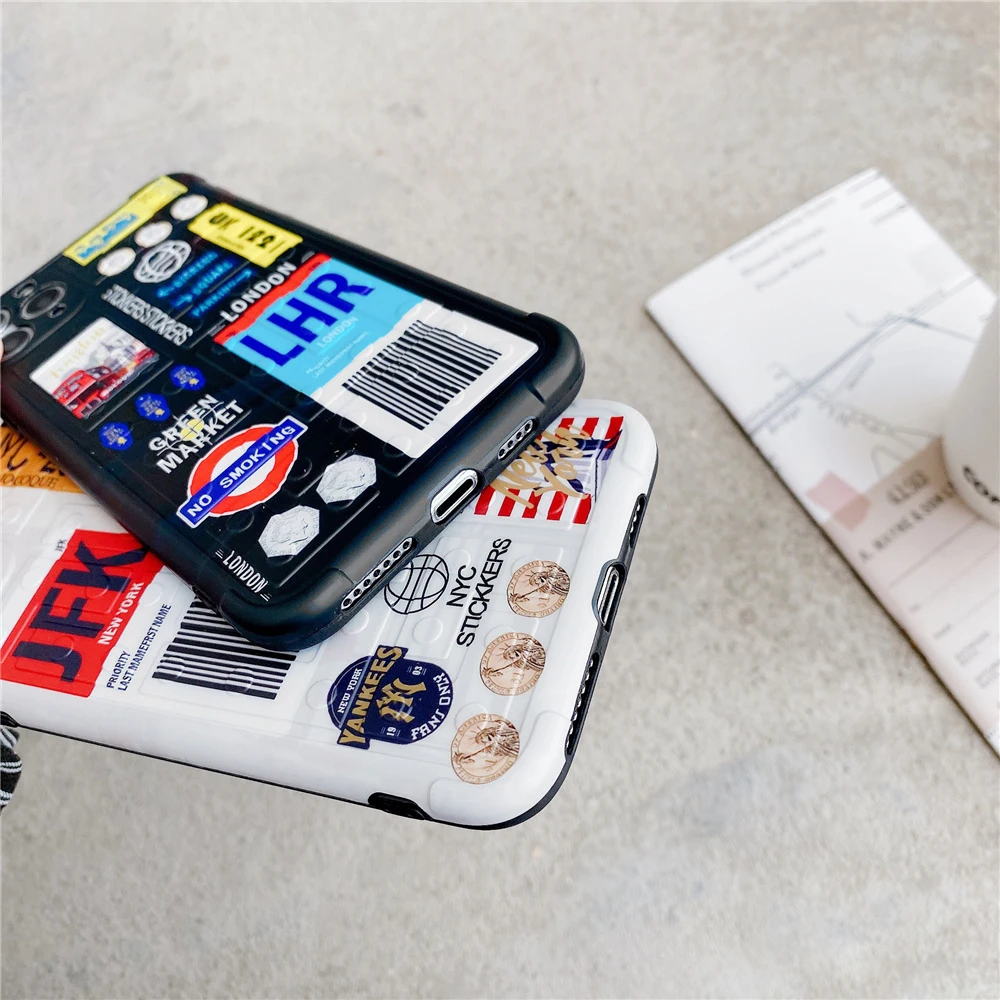 

Street fashion bar code label Phone Case for iphone 11 12 pro X Xs Max Xr 7 8 Plus personality Building block Silicon Soft Cover