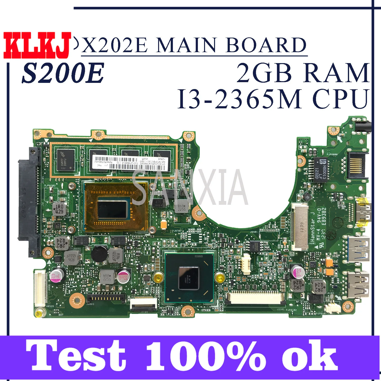 

KLKJ X202E материнская плата для ноутбука ASUS S200E X201E X201EP оригинальная материнская плата 2GB-RAM I3-2365M