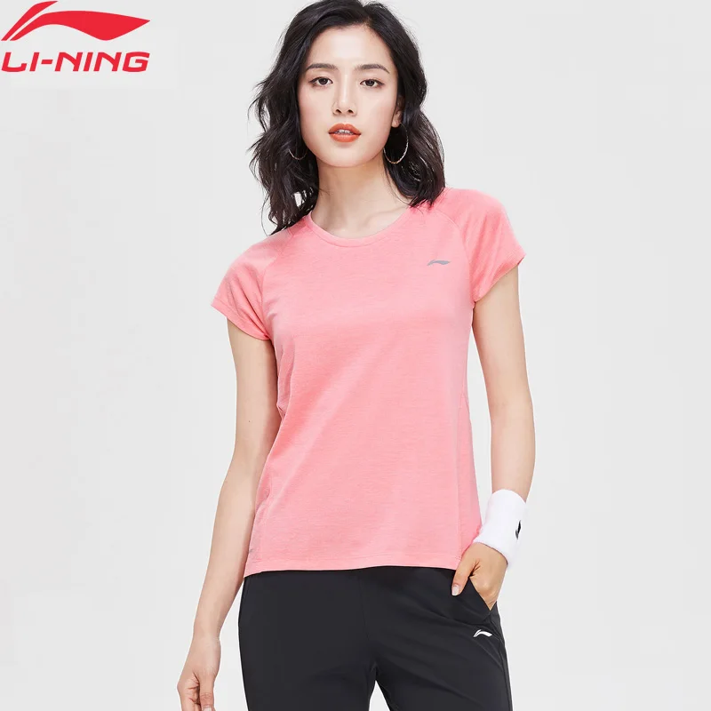 Li-Ning, женская футболка для бега, облегающая, полиэстер, на сухой, смарт-подкладке, дышащая, комфортная, Спортивная футболка, топы ATSP038 WTS1477