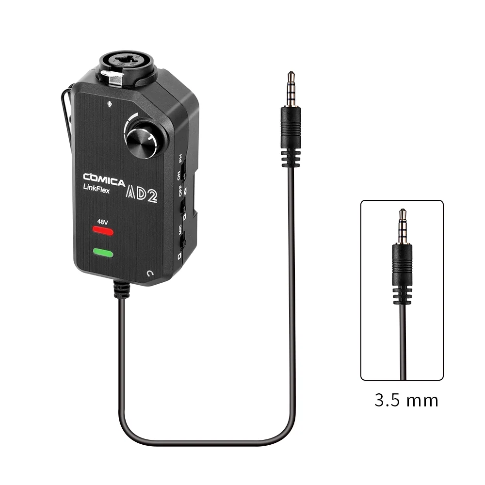 Аудио адаптер COMICA LinkFlex AD2 XLR/6 35 мм до 3 5 с фантомным питанием для iPhone/Android/Nikon/Canon