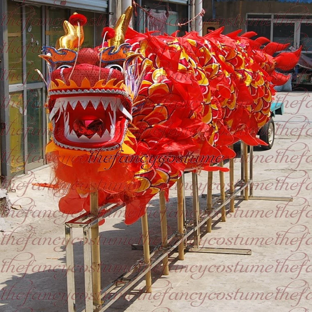 14m 8 adult Length Size 4 silk print fabric DRAGON DANCE parade ornament dragon Chinese Folk Festival Halloween Mascot Costume |