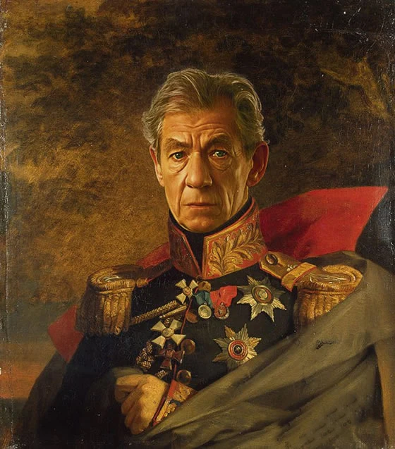

TOP COOL ROCK ручная роспись искусство Масляная живопись-Ian McKellen портрет общего искусства --- Бесплатная доставка