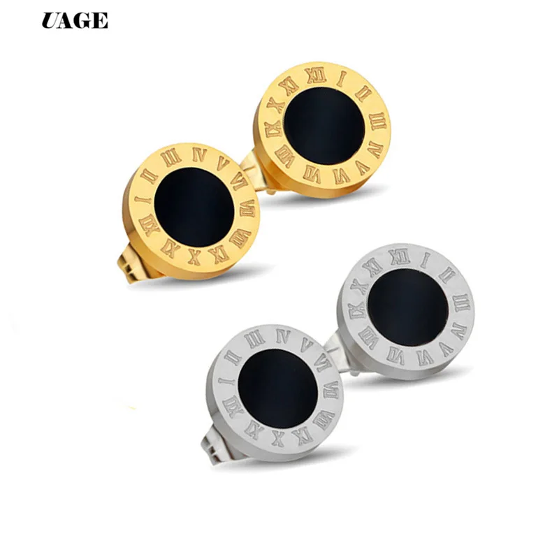 Корейские круглые серьги-гвоздики UAGE с кристаллами для женщин и мужчин маленькие