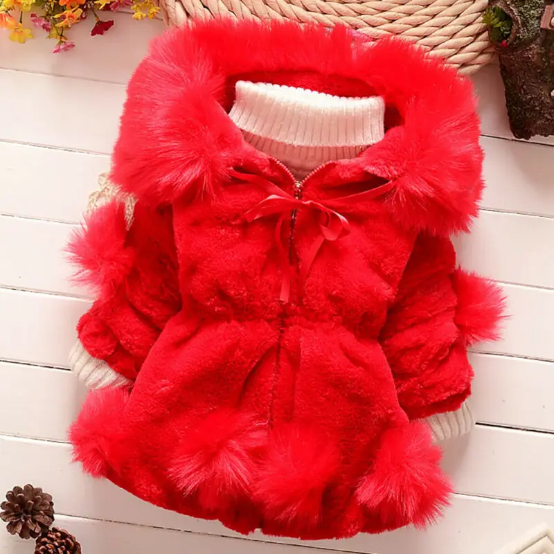 

Girls Baby Winter Coat Fur Winter Long Parka Coat Windproof Jacket Kids Paded UK