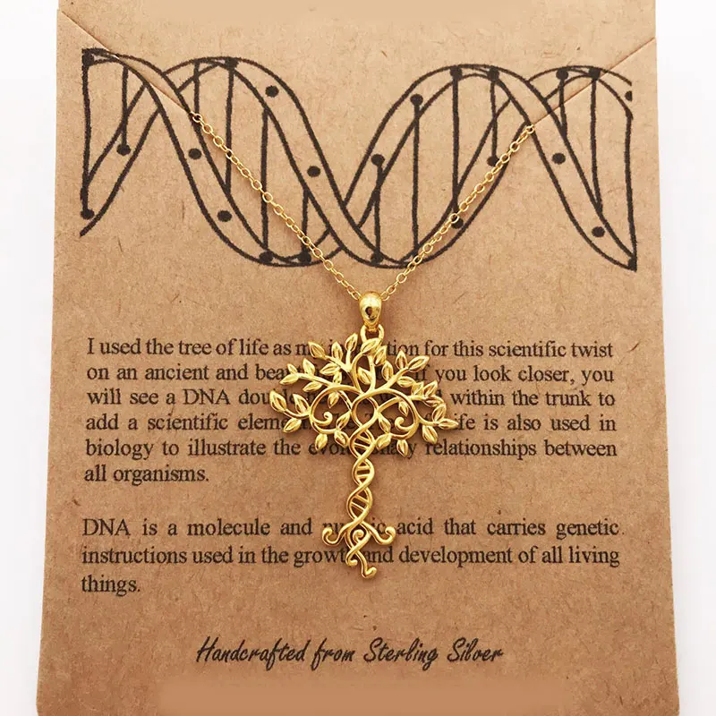 Древо жизни S925 серебряное ожерелье подвеска в виде ДНК ручной работы Элегантные