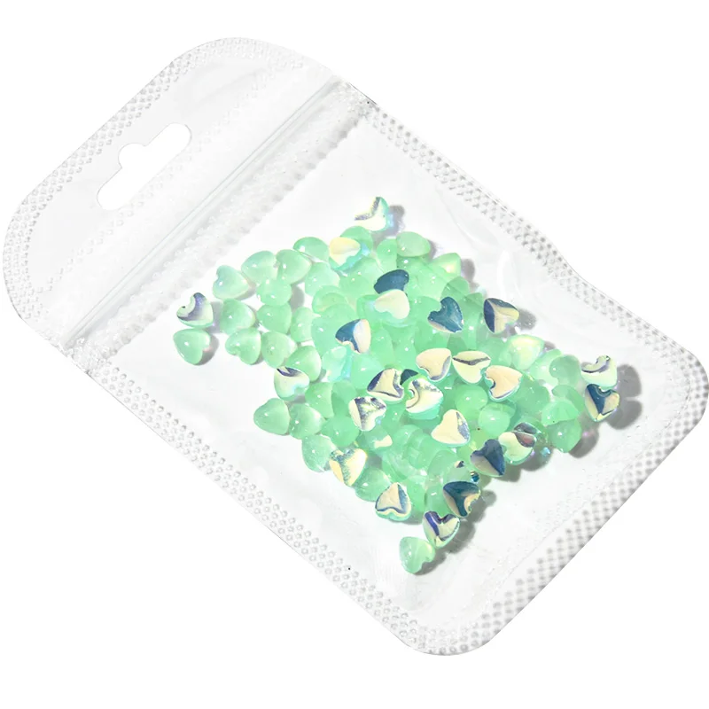 

100pcs 6 Colors Cute Jelly Pink AB Heart Resin Rhinestone Decoration Nail Art decoration Heart Rhinestone Flatback Nail Art 1