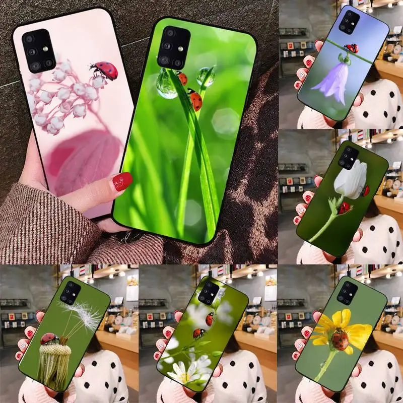 

four leaf ladybug daisy Phone Case black For Samsung galaxy S 21 20 10 8 A 51 71 50 21s 70 40 20 20e note 10 plus Ultra 5g fe